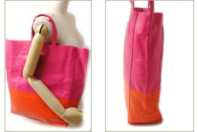 Celine Tote Cabas Su Celine Bi-cabas Calf Bicolor Hibiscus Orange 165553