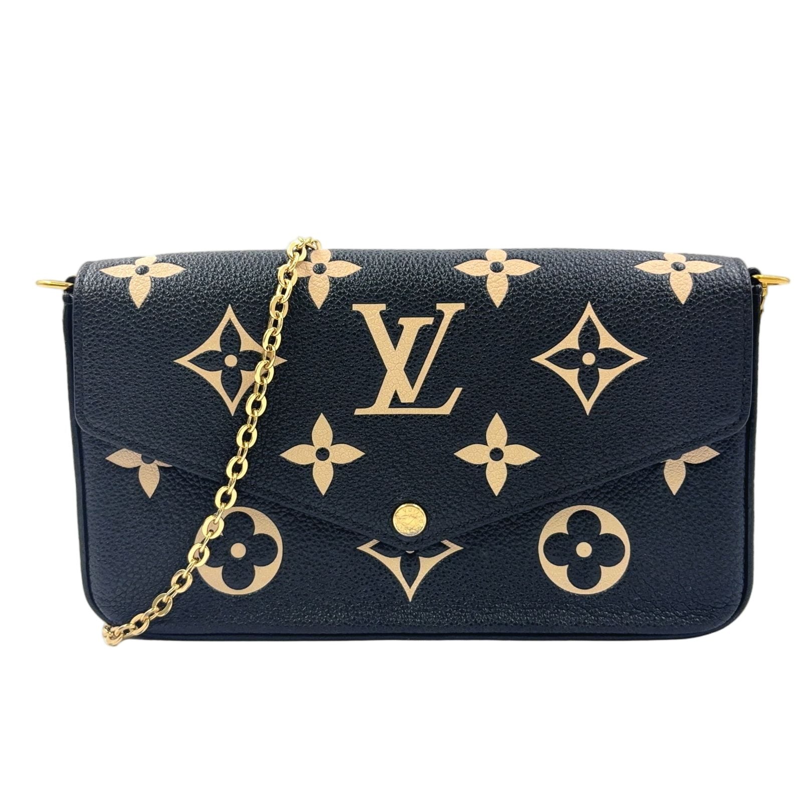 Louis Vuitton Pochette Felicie by Color Monogram Empreinte Leather Black Beige