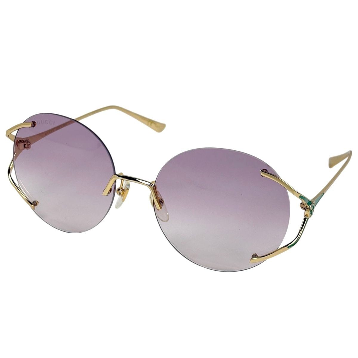 Gucci Interlocking Gradient Sunglasses Rimless Eyewear Metal Gold