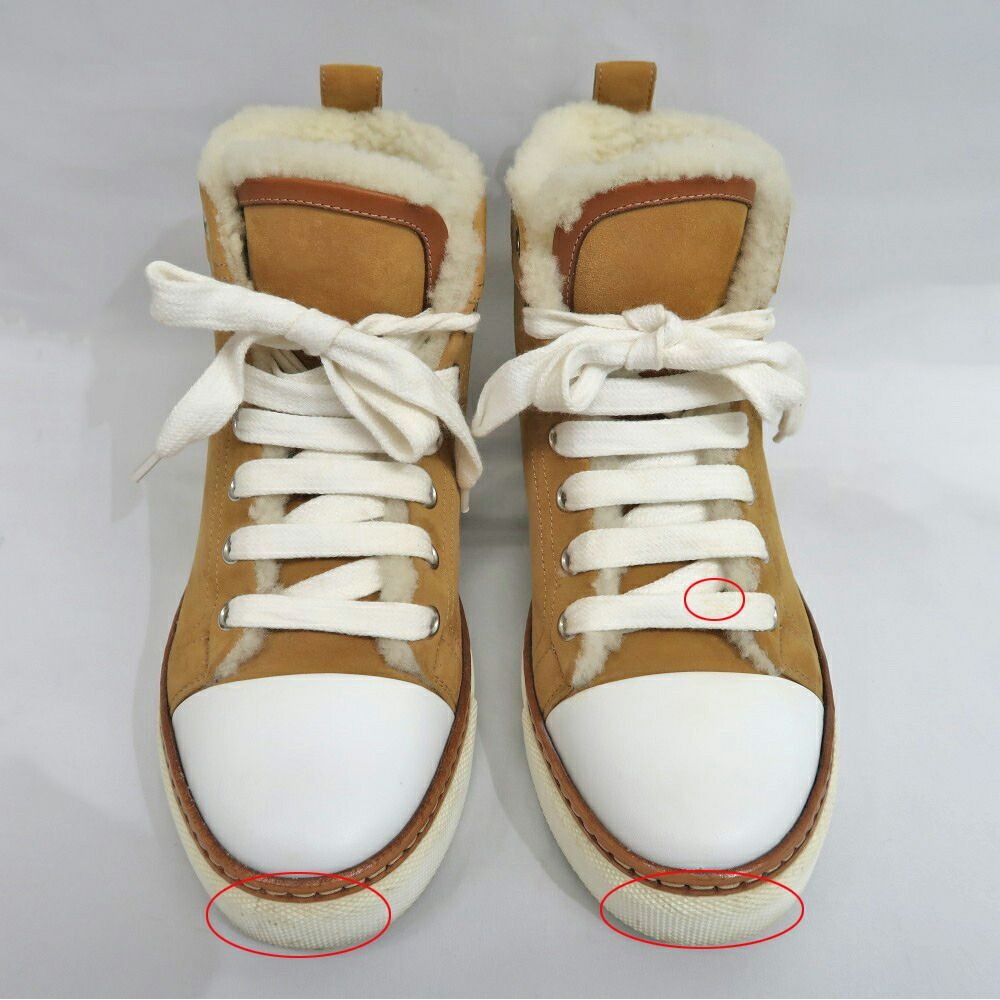 Hermes Jimi High Cut Sneakers 35.5 Mouton Camel — view 3