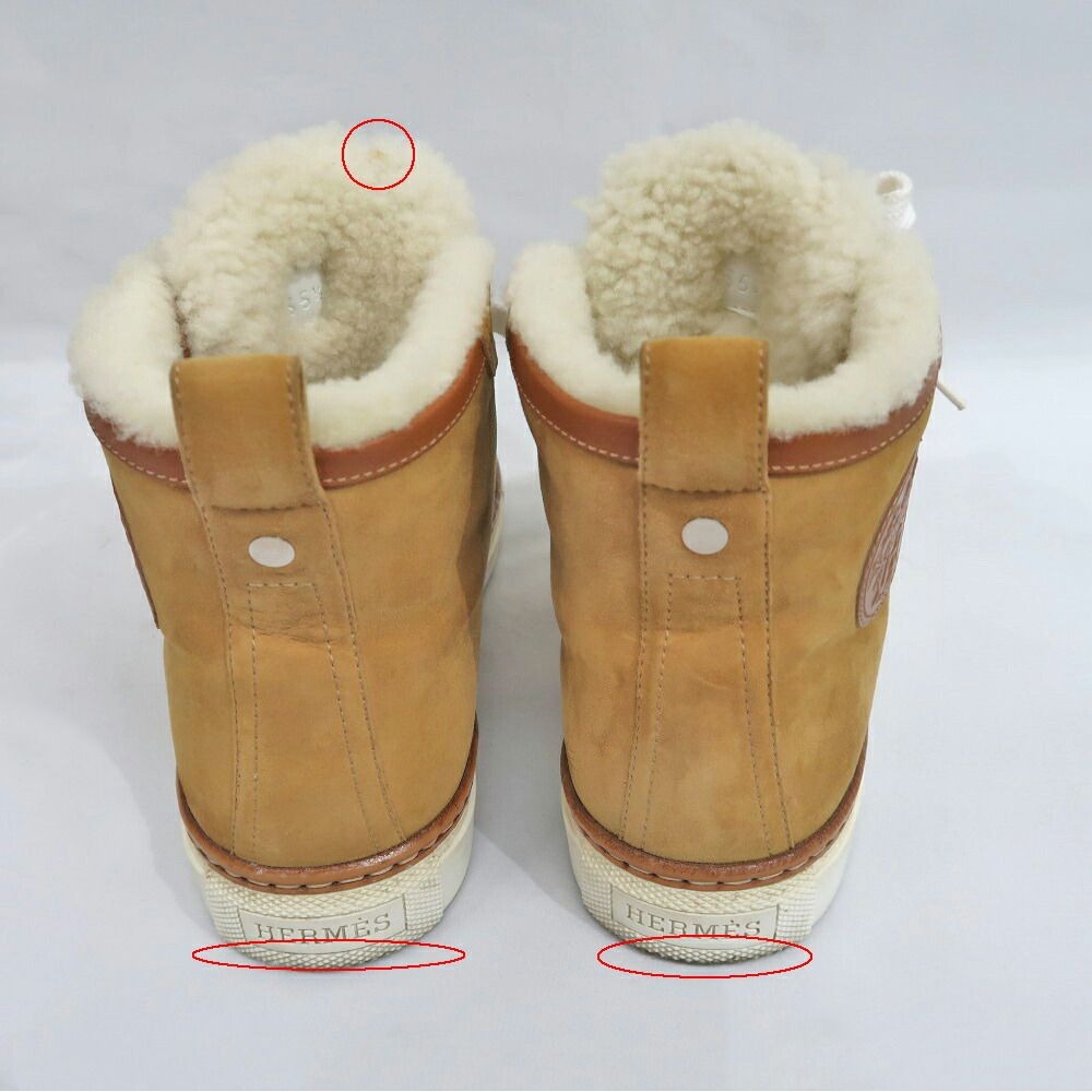 Hermes Jimi High Cut Sneakers 35.5 Mouton Camel — view 6