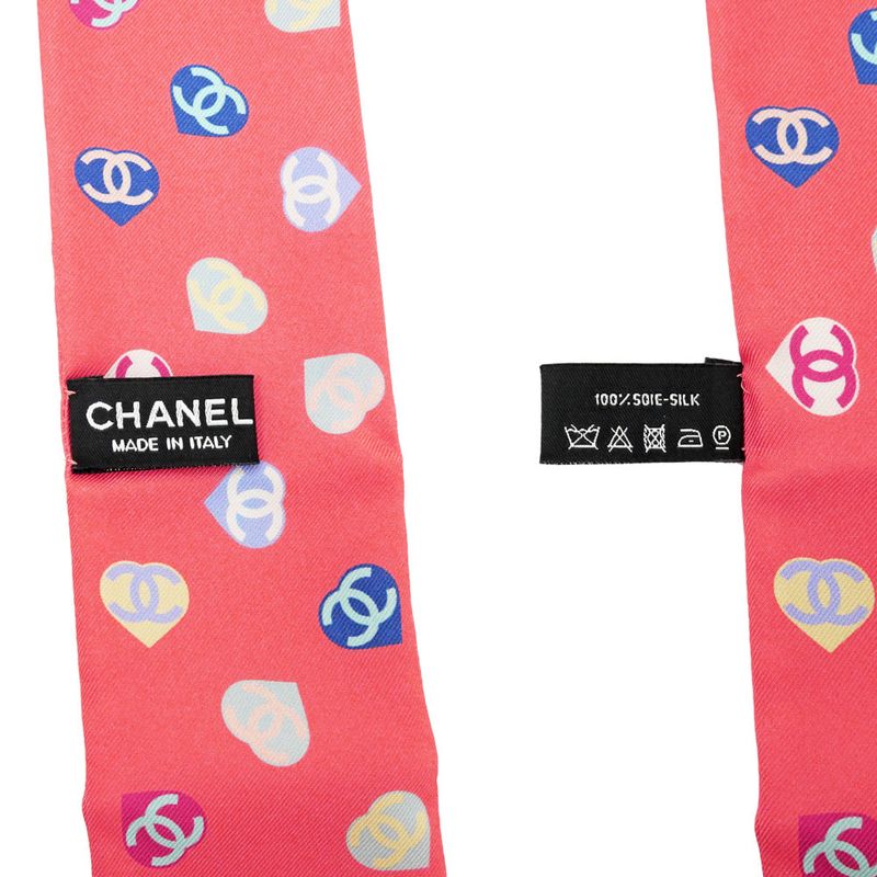 Chanel Headband Twill Pink Coco Mark 100% Silk Scarf Accessories