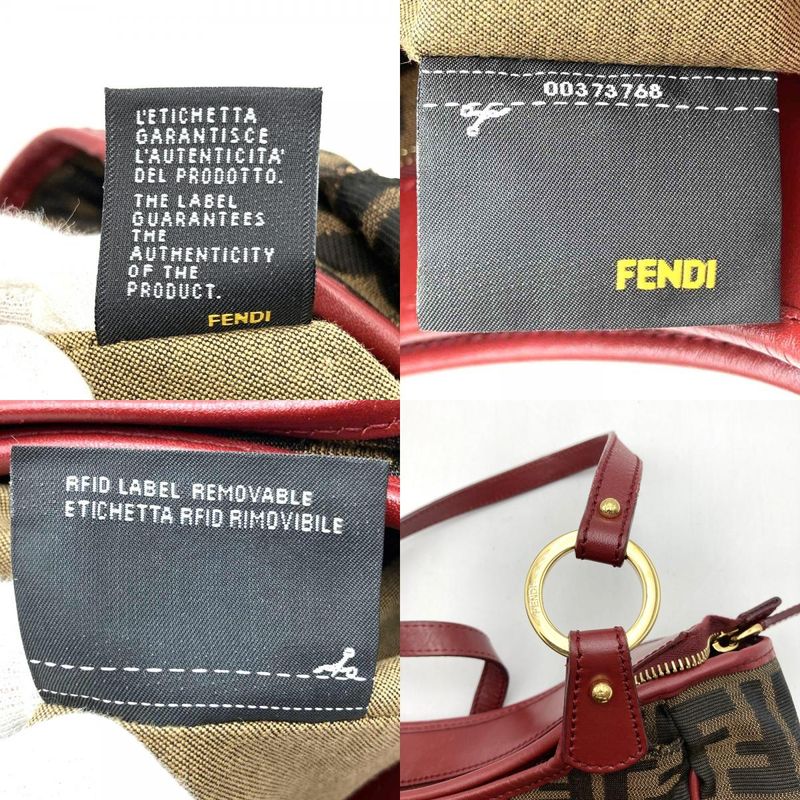 Fendi 8bh156 Handbag Tote Bag Canvas Brown Red Women