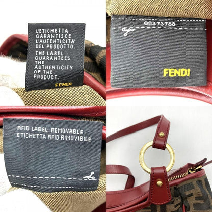 Fendi 8bh156 Handbag Tote Bag Canvas Brown Red Women