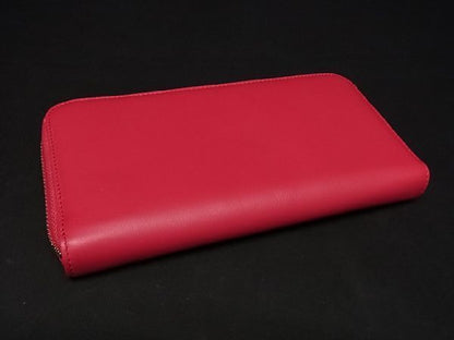 Bvlgari Leather Round Zipper Long Wallet Coin Purse Ladies Pink Al5168