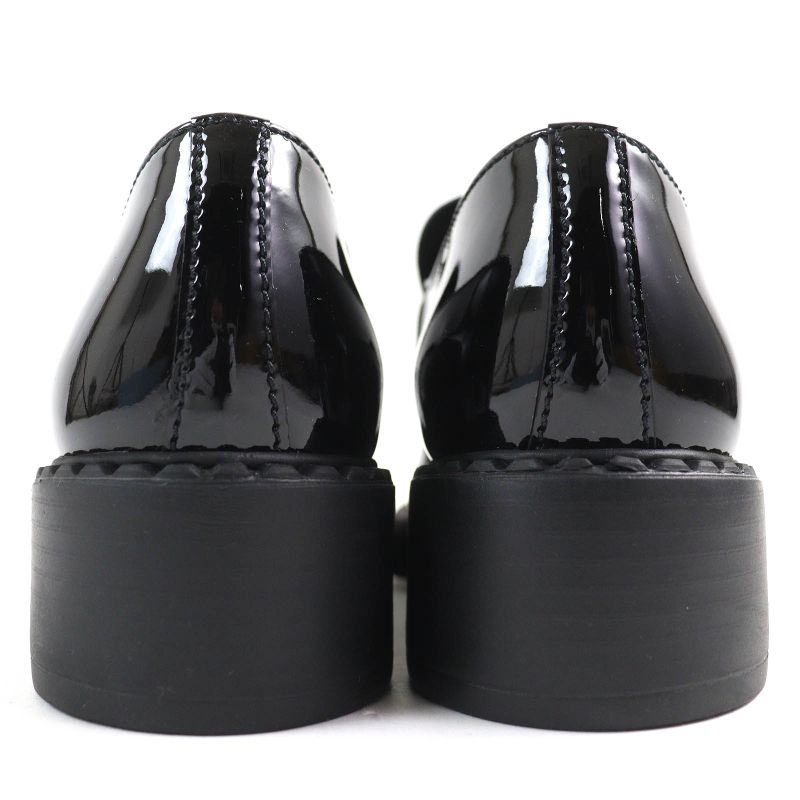 Prada 1d246m Chocolate Triangle Logo Patent Leather Loafers Black 34.5 W/box/sto