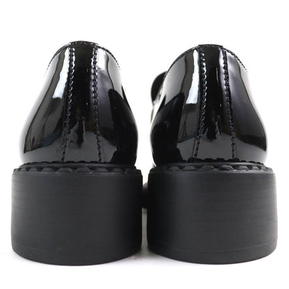 Prada 1d246m Chocolate Triangle Logo Patent Leather Loafers Black 34.5 W/box/sto