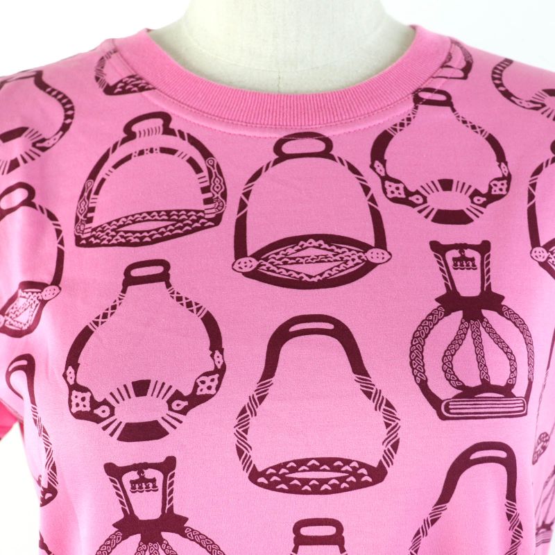 Hermes 3e4510dm Stirrup Illusion 100% Cotton Short Sleeve Short Sleeve Dress