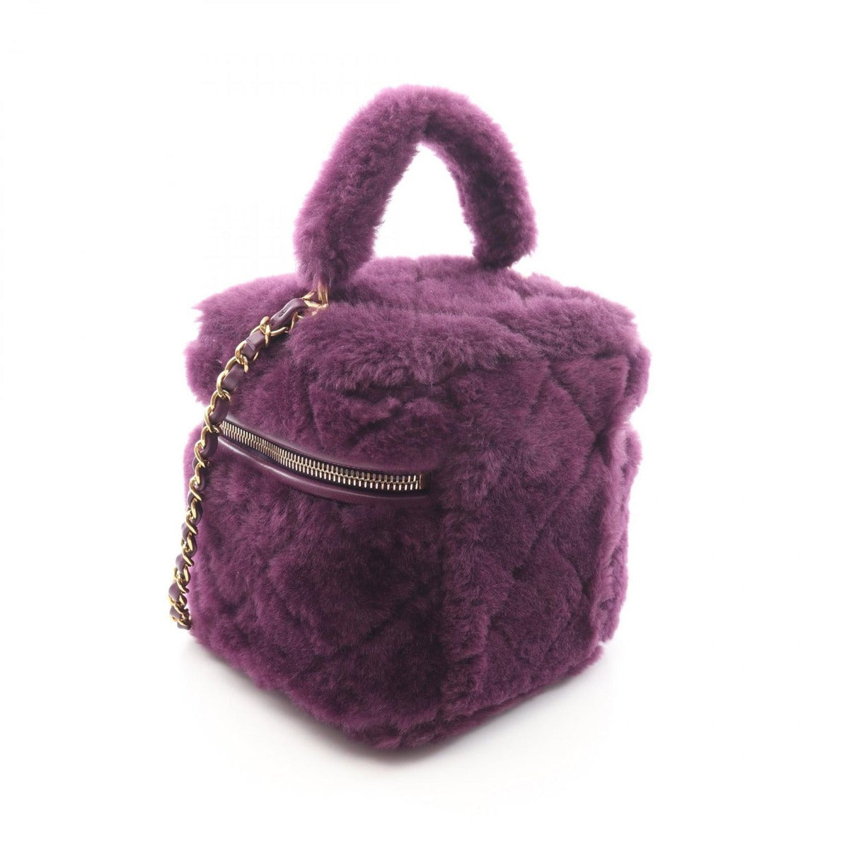 Chanel Shoulder Bag Quilted Vanity Purple Lambskin 2-Way — view 2