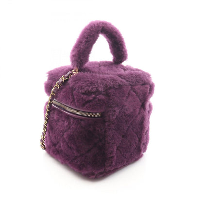 Chanel Shoulder Bag Quilted Vanity Purple Lambskin 2-Way — view 2