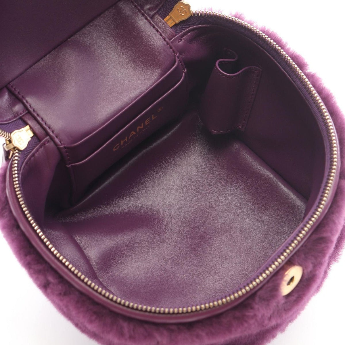 Chanel Shoulder Bag Quilted Vanity Purple Lambskin 2-Way — view 3