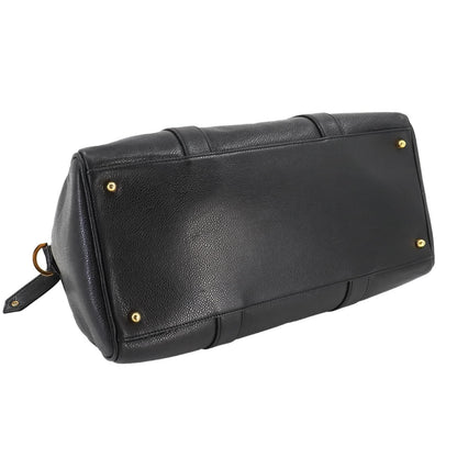 CHANEL Caviar Leather Large Bowler Bag Travel Bag Duffle Black CC Tote