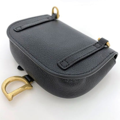 Christian Dior Chain Mini Pouch Black Saddle