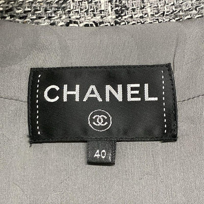 Chanel Jacket Size 40 M Women - P60828 Gray X Black X White Long Sleeve / Tweed