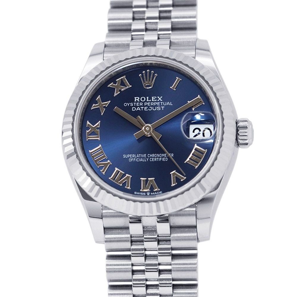 Rolex Datejust 31 SS 18k White Gold Roulette Watch Bright Blue Dial