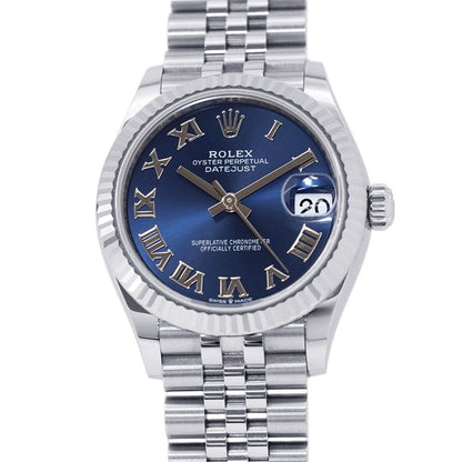 Rolex Datejust 31 SS 18k White Gold Roulette Watch Bright Blue Dial
