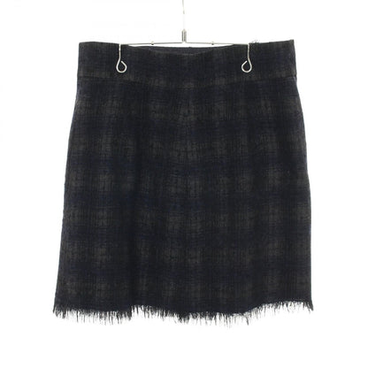 Chanel Skirt Lion Button Tweed Fringe Wool Navy Black. Gray — view 2