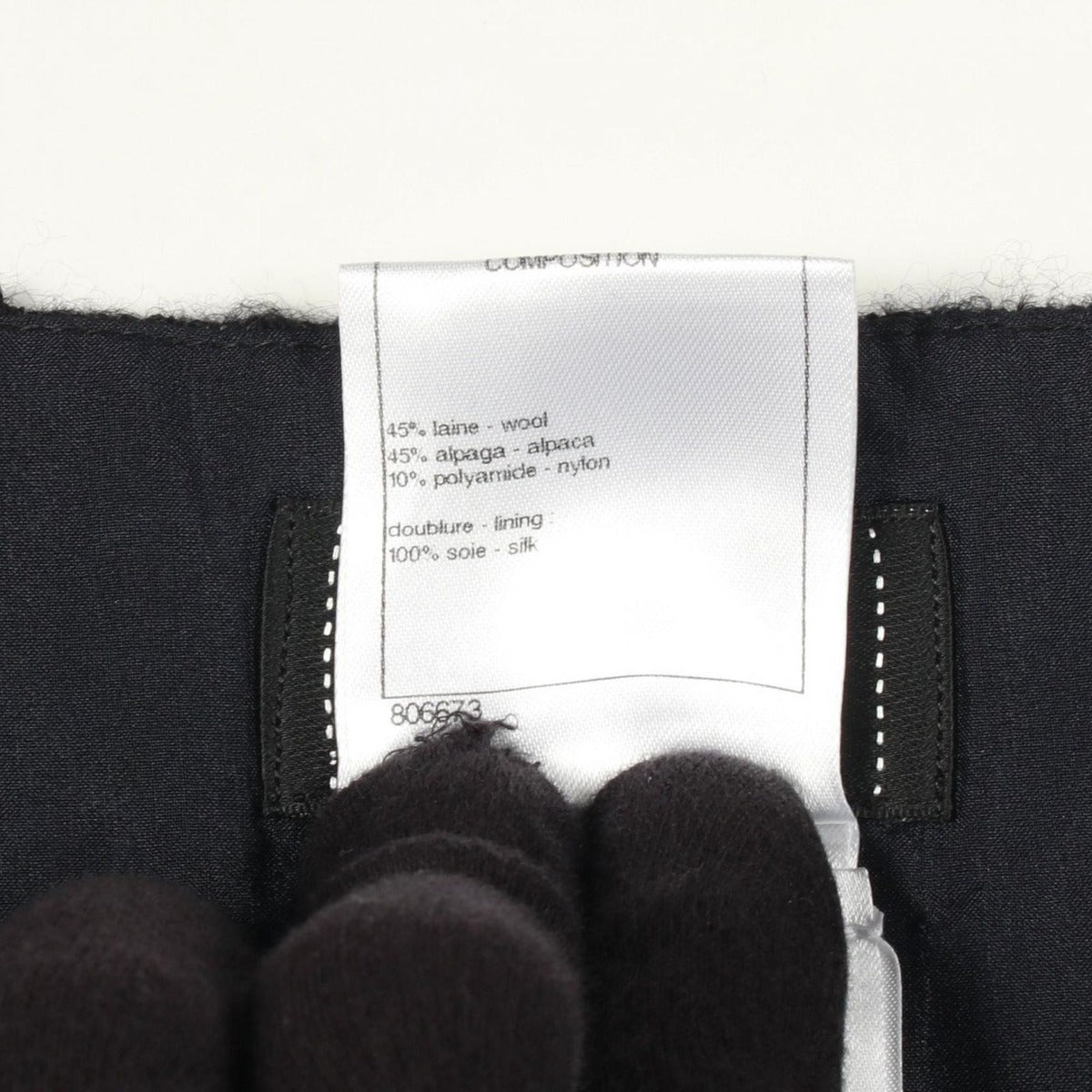 Chanel Skirt Lion Button Tweed Fringe Wool Navy Black. Gray — view 4