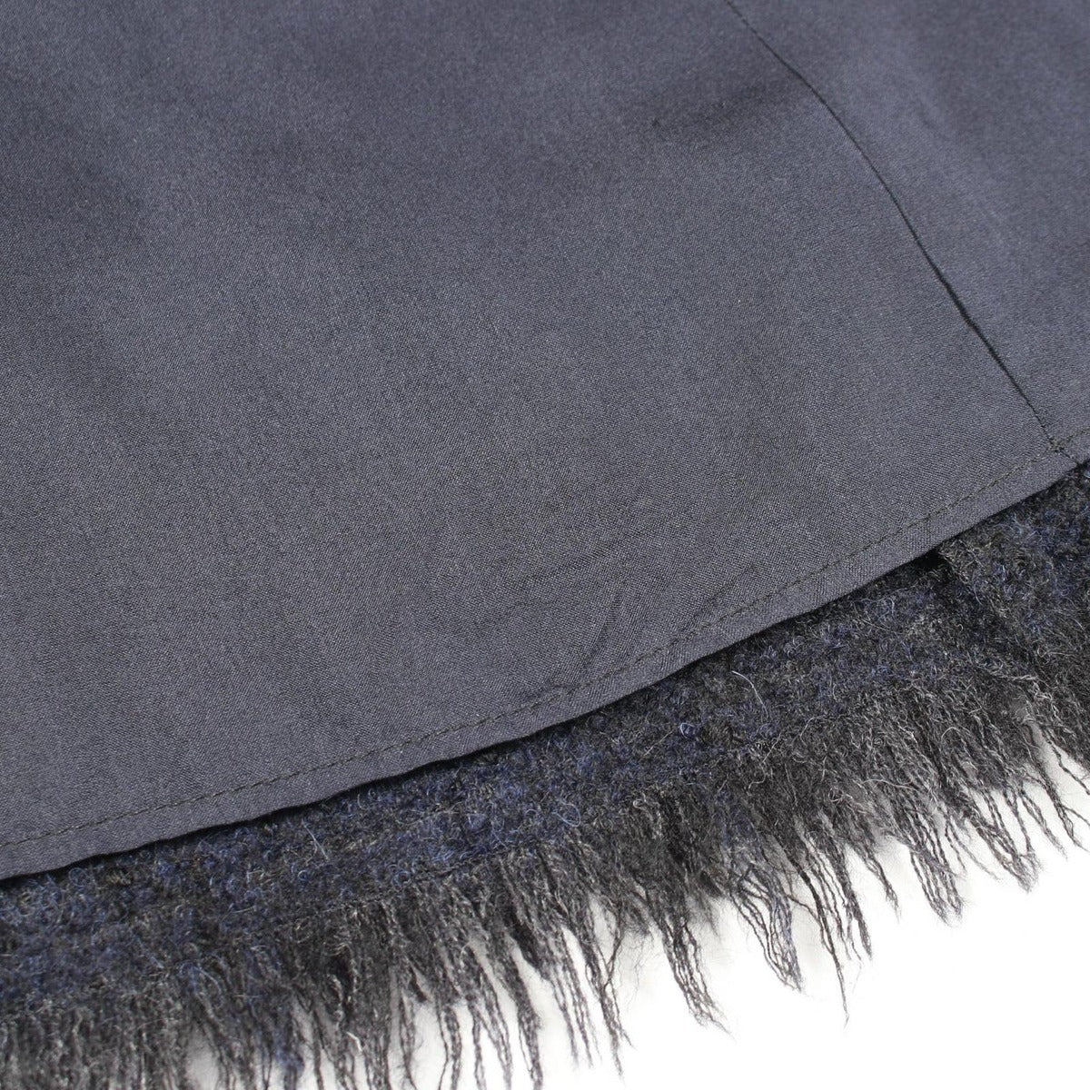 Chanel Skirt Lion Button Tweed Fringe Wool Navy Black. Gray — view 6