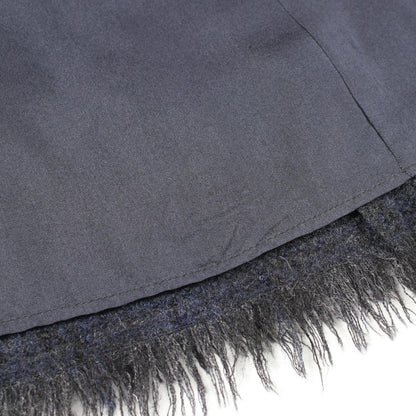 Chanel Skirt Lion Button Tweed Fringe Wool Navy Black. Gray — view 6