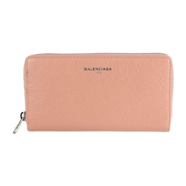 Balenciaga Long Wallet Leather Pink Beige Silver Hardware Exclusive