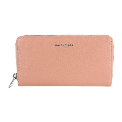 Balenciaga Long Wallet Leather Pink Beige Silver Hardware Exclusive
