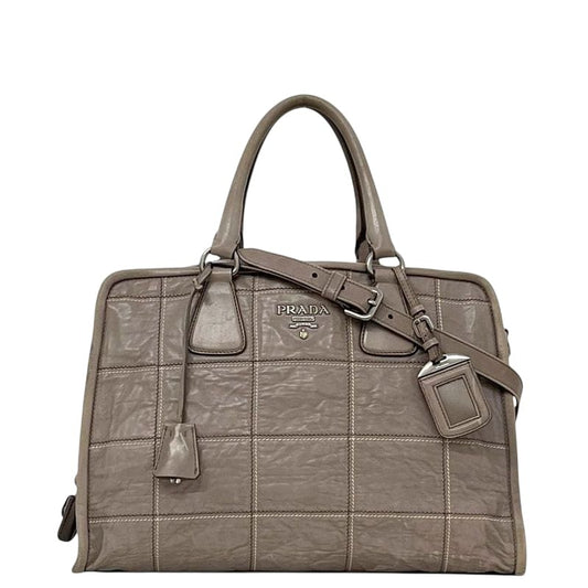 Prada 2 way Bag Grey Bn2217 Nappa Leather