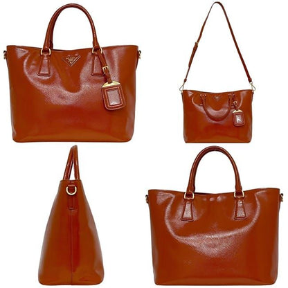 Prada 2 Way Bag Orange Excellent Condition Patent Leather Preowned 103