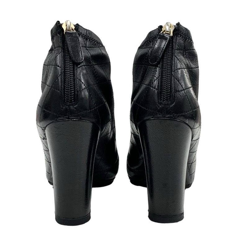 Chanel Boots Short Boots Shoes Leather Black Booties Here Mark Matelasse