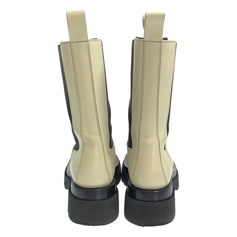 Bottega Veneta - Lug Boots Side Gore Leather Lug Boots - 37 - White Black -