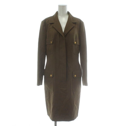 Chanel 96 A Vintage Box Dress Wool Silk Long Sleeve Hiyo Button Coco Mark