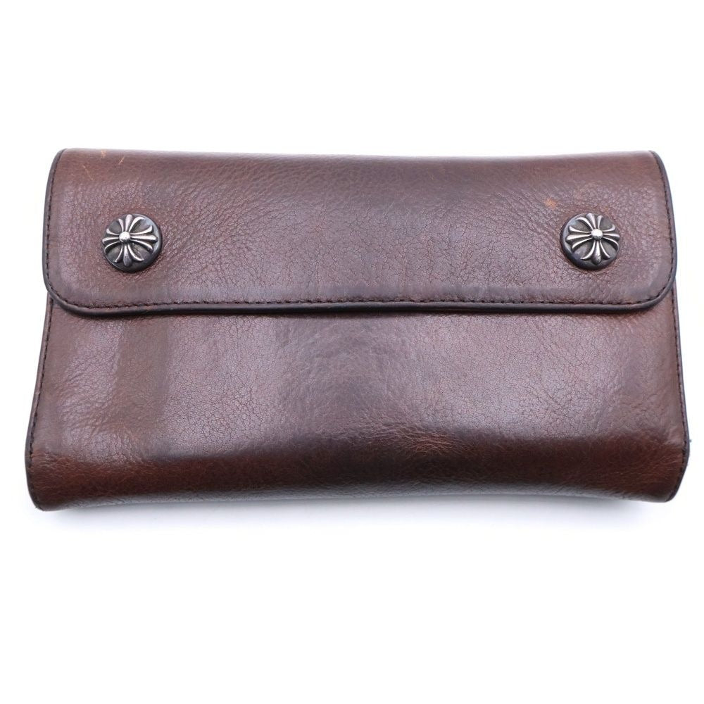 Chrome Hearts Wave Leather Wallet Brown