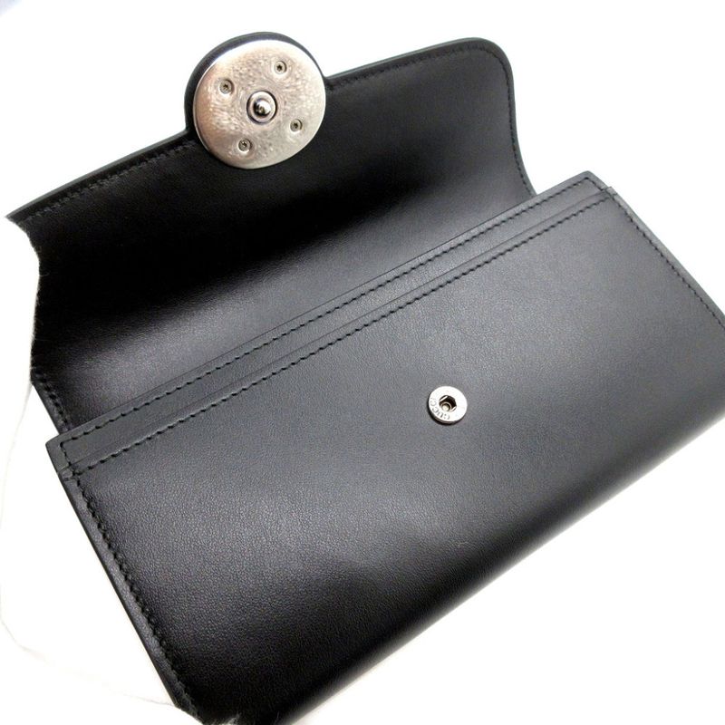 Gucci 762167 Minijohn Double Leather Black Bifold Long Wallet 0140 Gucci