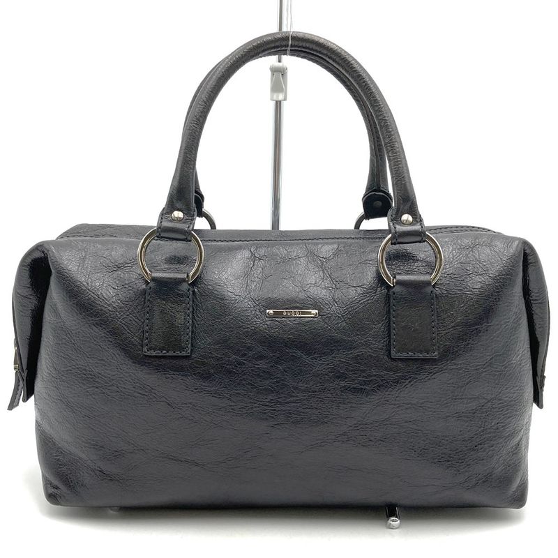 Gucci 113009 Handbag Mini Boston Leather Black Women Men Fashion