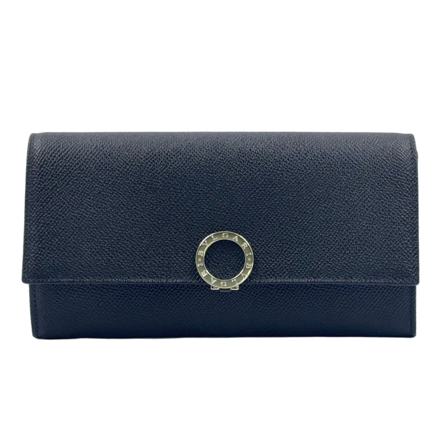 Bvlgari Circle Motif Leather Black Wallet Silver