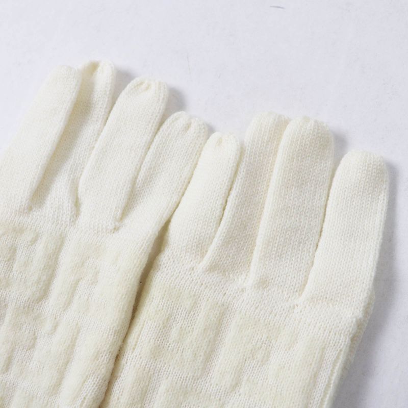 Fendi 00018401 Wool Zucca Pattern Knit Gloves/ Gloves Ivory 42 Made In Italy