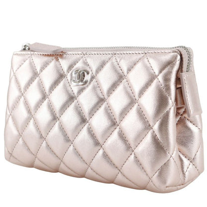 Chanel Matelasse A69259 Lambskin Metallic Pink Women's Pouch
