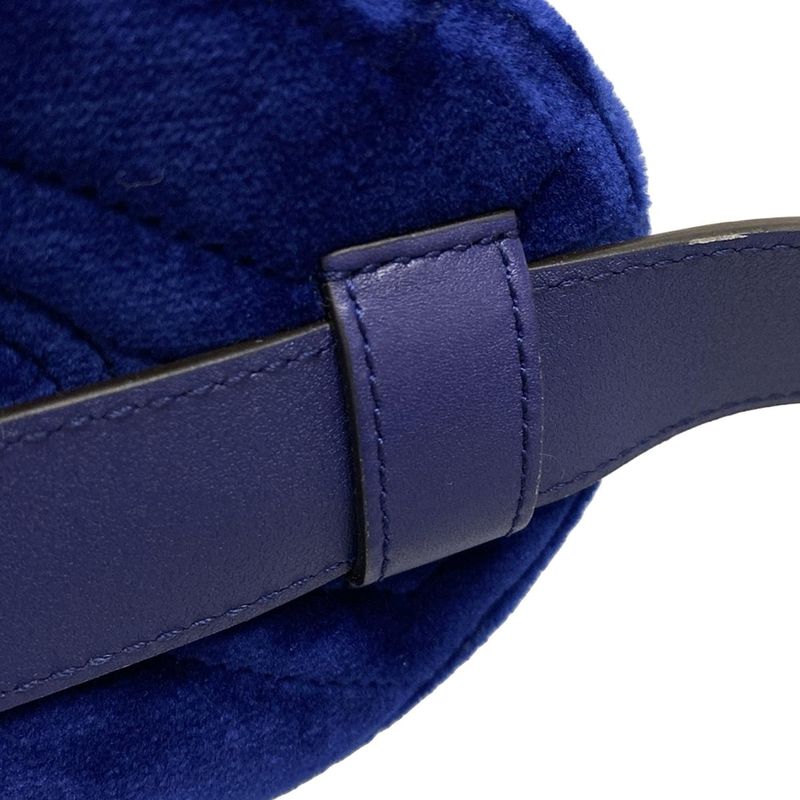 Gucci GG Marmont Waist Pouch 476434 Blue Leather