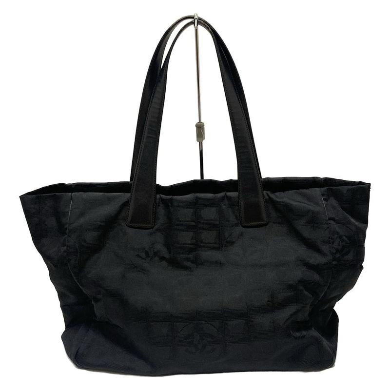 Chanel New Travel Line Tote MM Black Leather