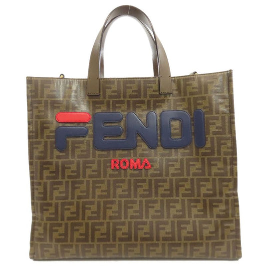Fendi Fila Collaboration Zucca Pattern Tote Bag Coated Canvas Women