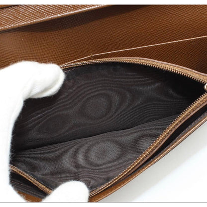 Prada Sapphire Leather Logo Bifold Long Wallet