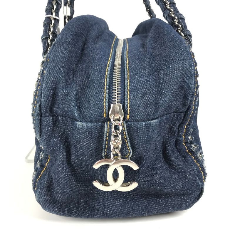 Chanel Shoulder Bag CC Coco Mark Chain Logo W Chain Denim Blue