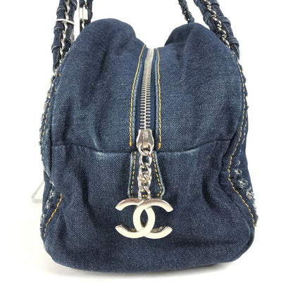 Chanel Shoulder Bag CC Coco Mark Chain Logo W Chain Denim Blue
