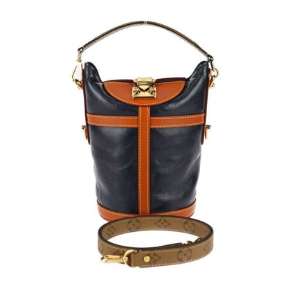 Louis Vuitton Duffle Bag Handbag Leather Monogram Reverse Navy Brown
