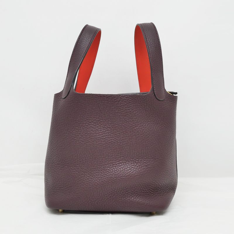 Hermes Picotin Lock PM 18 Eclat Handbag Purun Orange Poppy - Taurillon