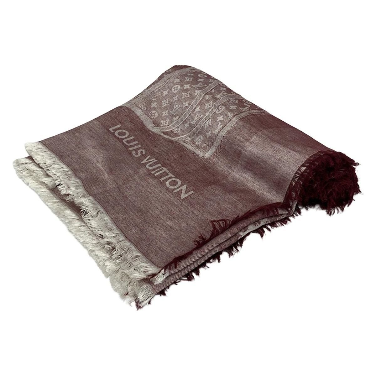 Louis Vuitton Shawl Gold White Cashmere Silk Scarf