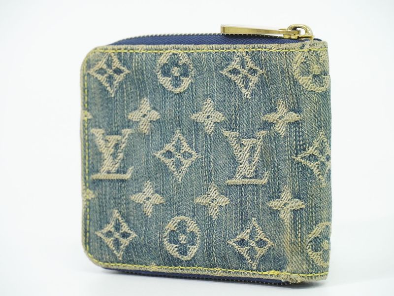Authentic Louis Vuitton Mini Zippy Wallet Monogram Denim Fold Wallet Compact
