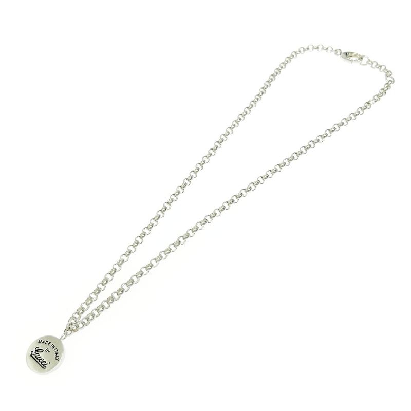 Gucci Silver Round Logo Necklace 20.9g 925 Engraved 463258 Necklace
