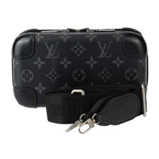 Louis Vuitton Horizon Clutch Shoulder Bag Leather Black Gray Silver