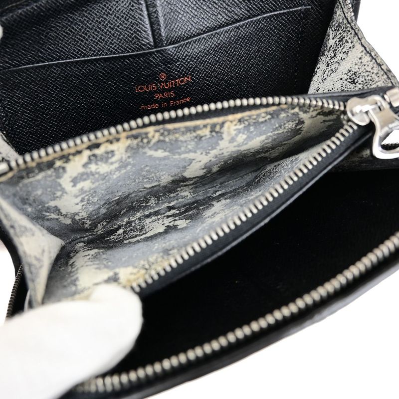 Louis Vuitton Wallet Epi Fold Long Wallet Round Zipper Wallet Black White